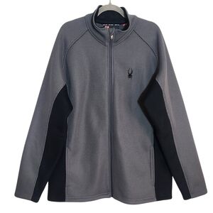 Spyder Mens Gray and Black Fleece-Lined Zip Up Jacket Size XXL